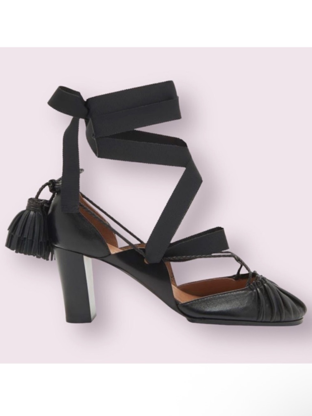 ULLA JOHNSON Clarisse Ruched Leather Strappy Ankle Wrap Heels 37